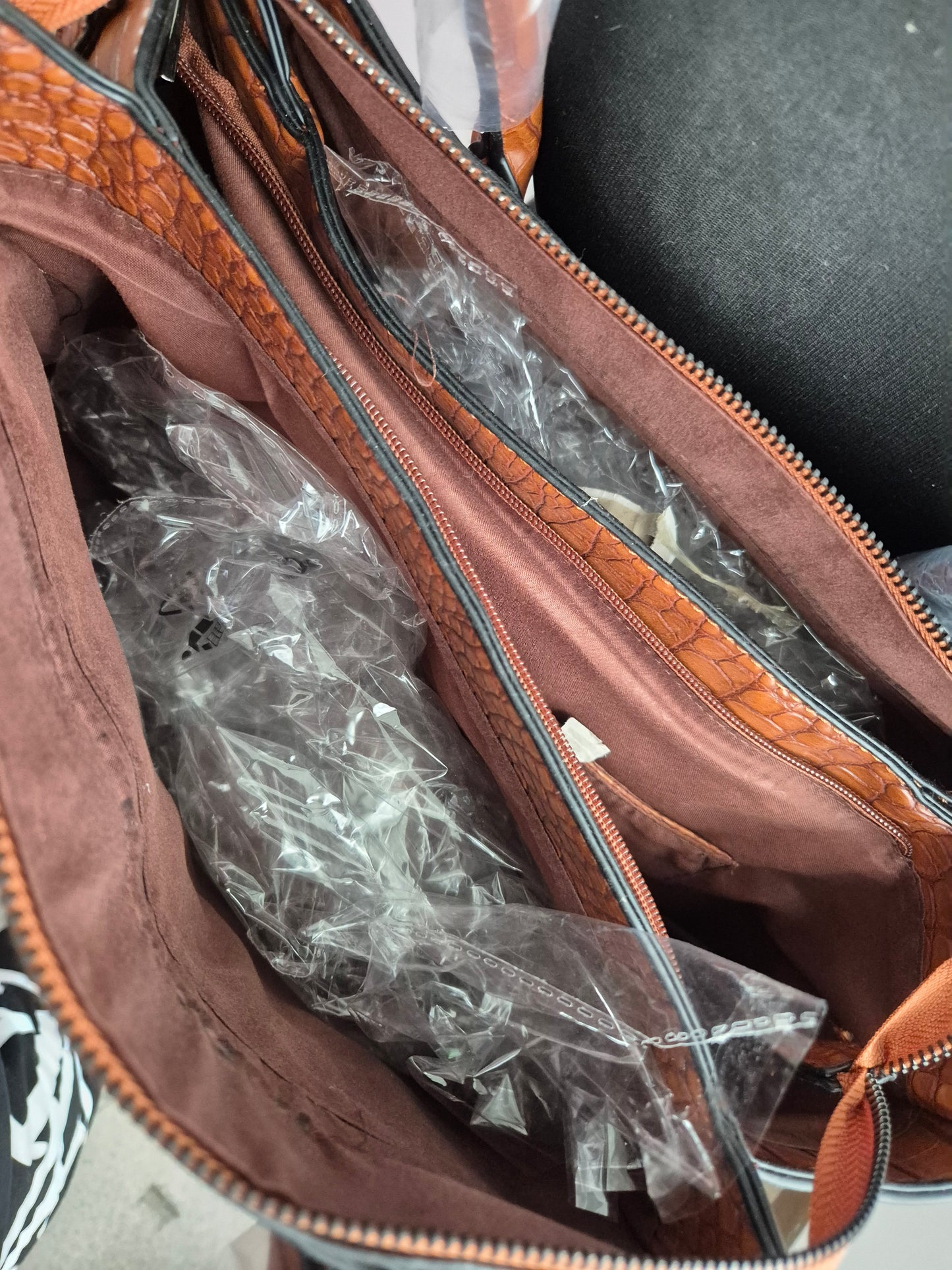 Handtasche Kroko cognac