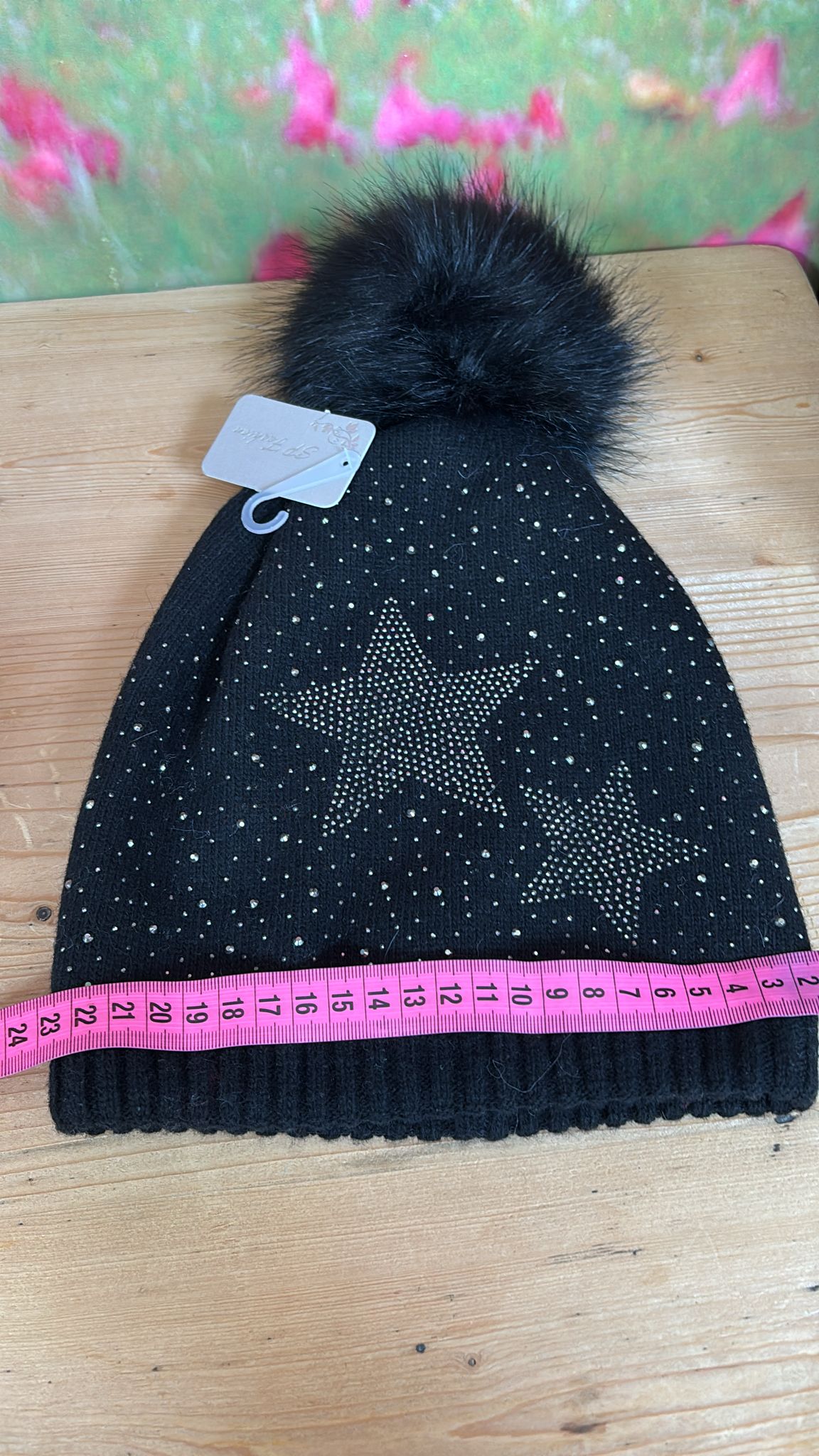 Strass Sterne Mütze black