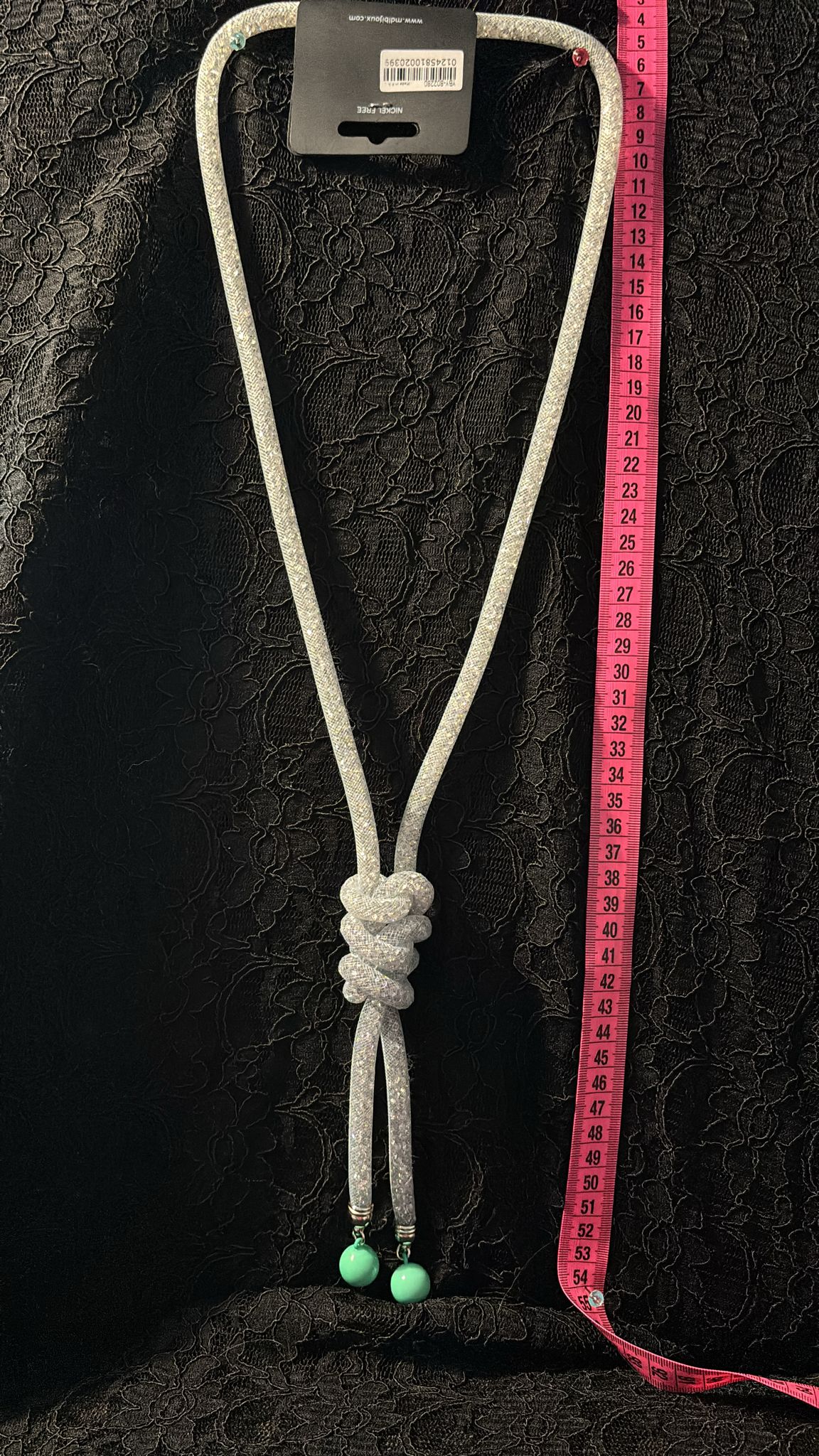 Kette Lurexband Perlen