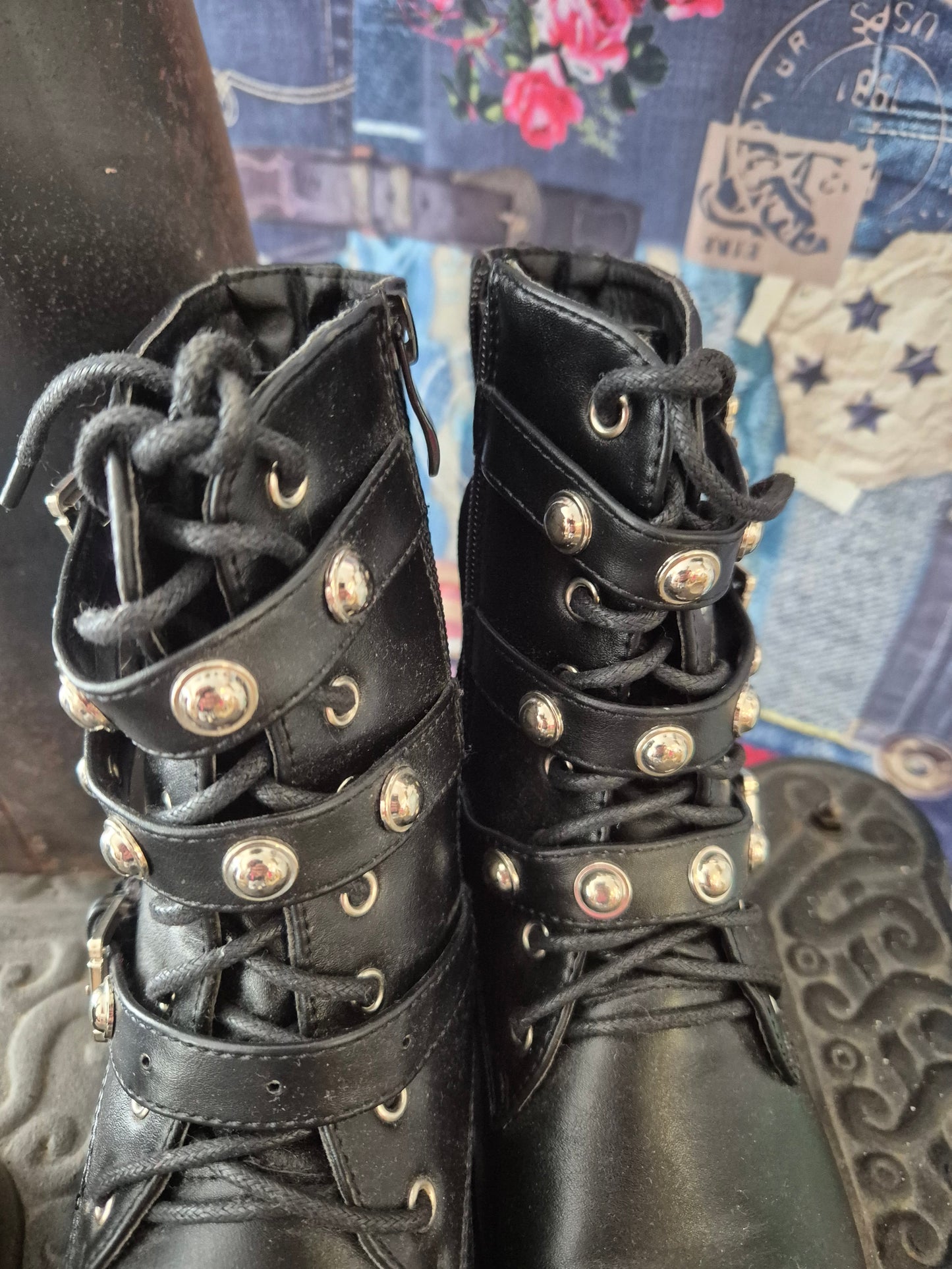 Stiefel Nieten Black