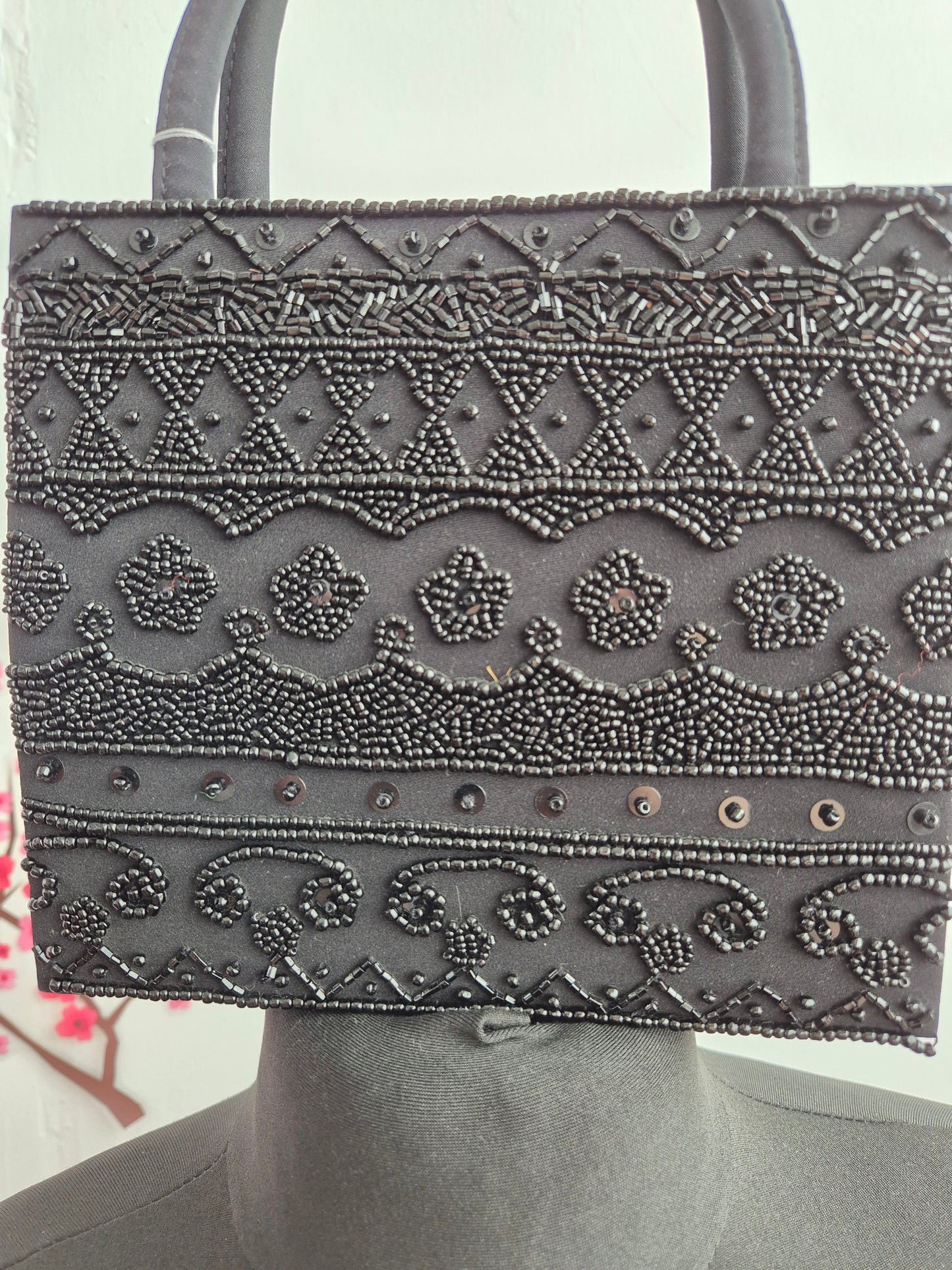 Clutch black Perlen