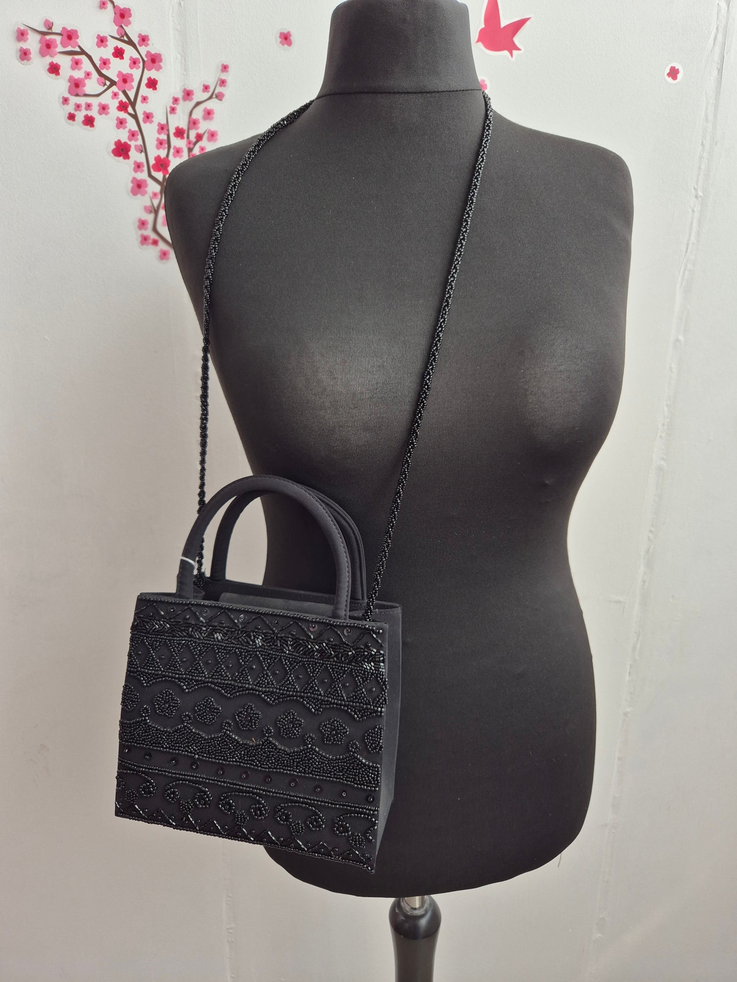 Clutch black Perlen