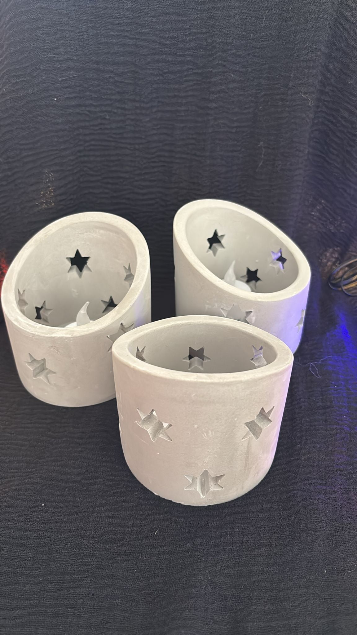 3er Set Deko Teelichte Beton
