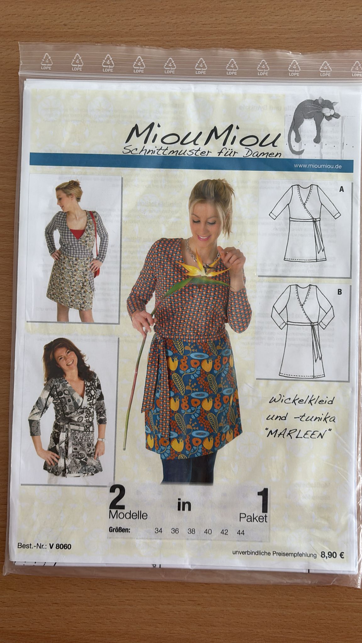 Wickelkleid Schnittmuster 2er Damen