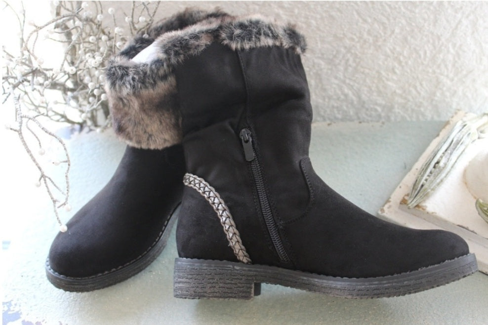 Kunstfell Boots black