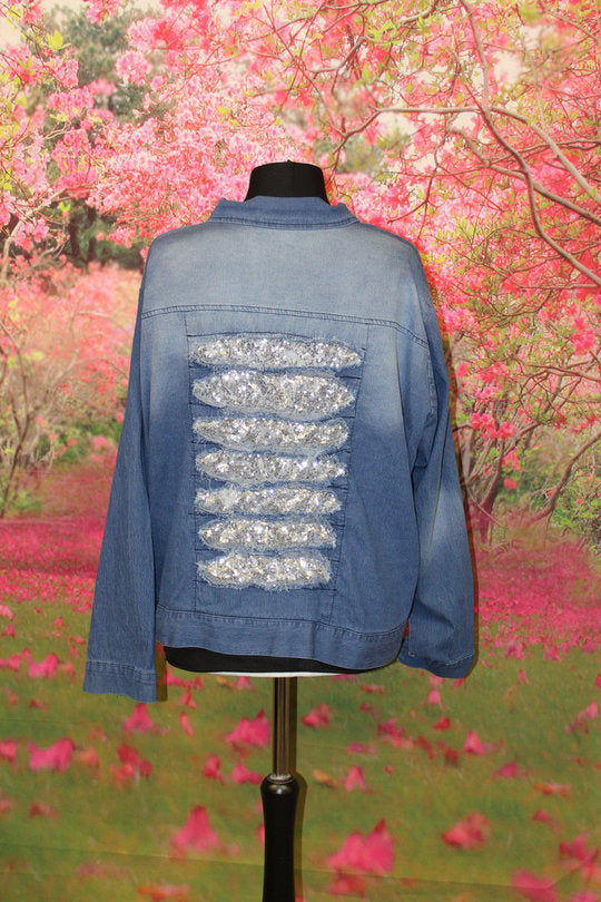 Jeansjacke "Glitzer Cut Out"