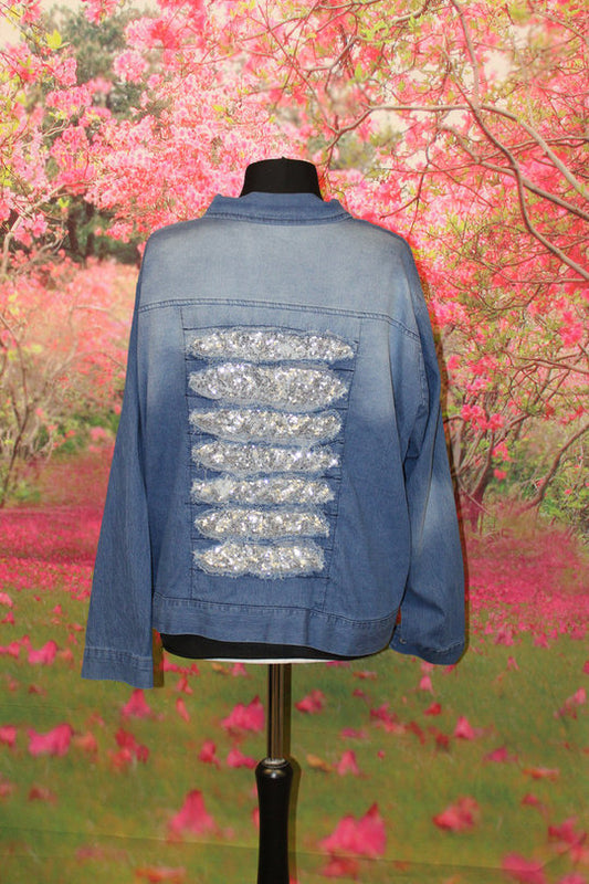 Jeansjacke "Glitzer Cut Out"
