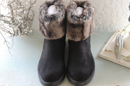 Kunstfell Boots black