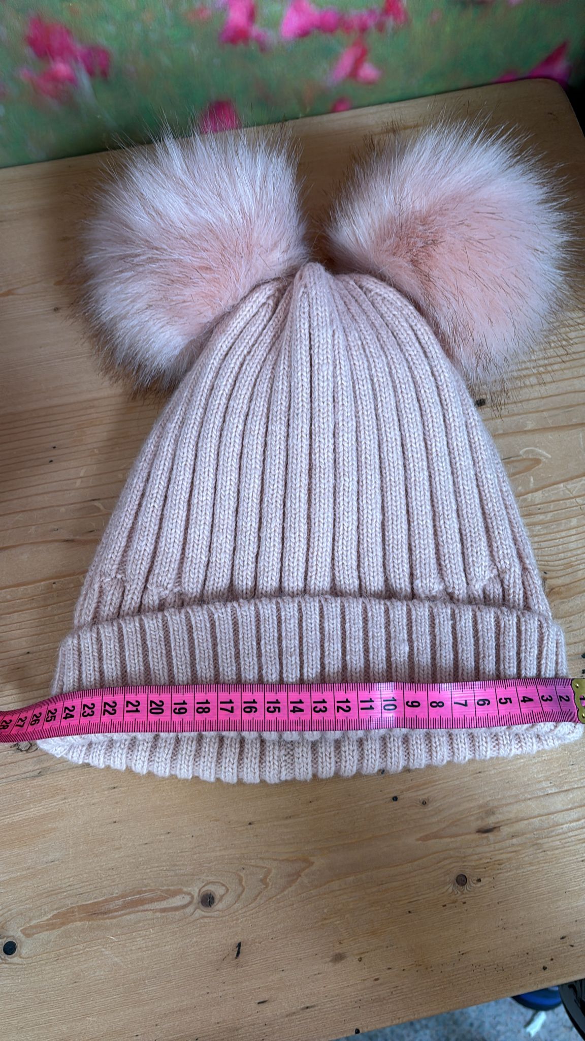 Mütze Doppelbommel rosa