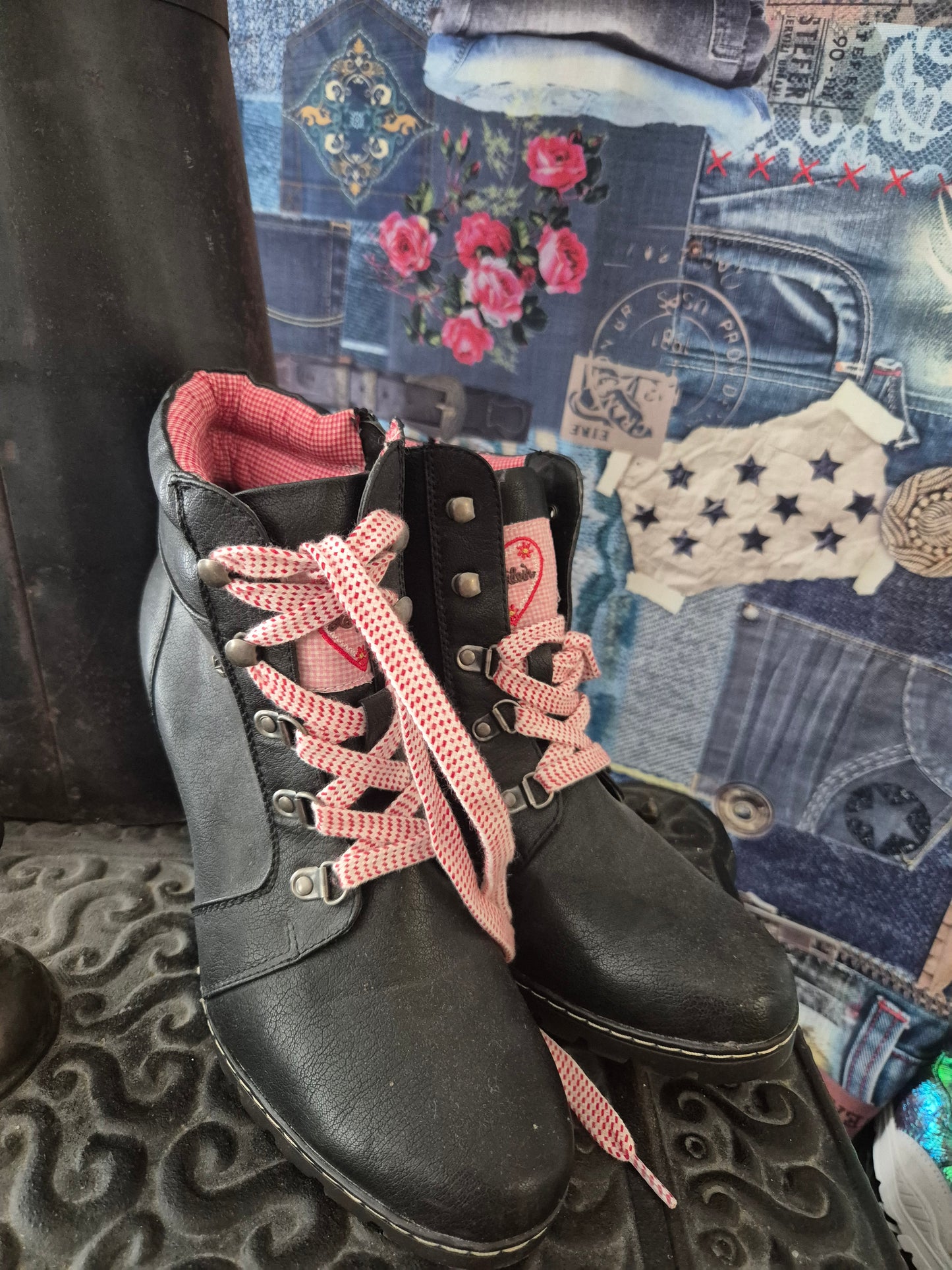 Boots Rot Kariert Depeche