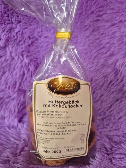 Buttergebäck mit Kokosflocken