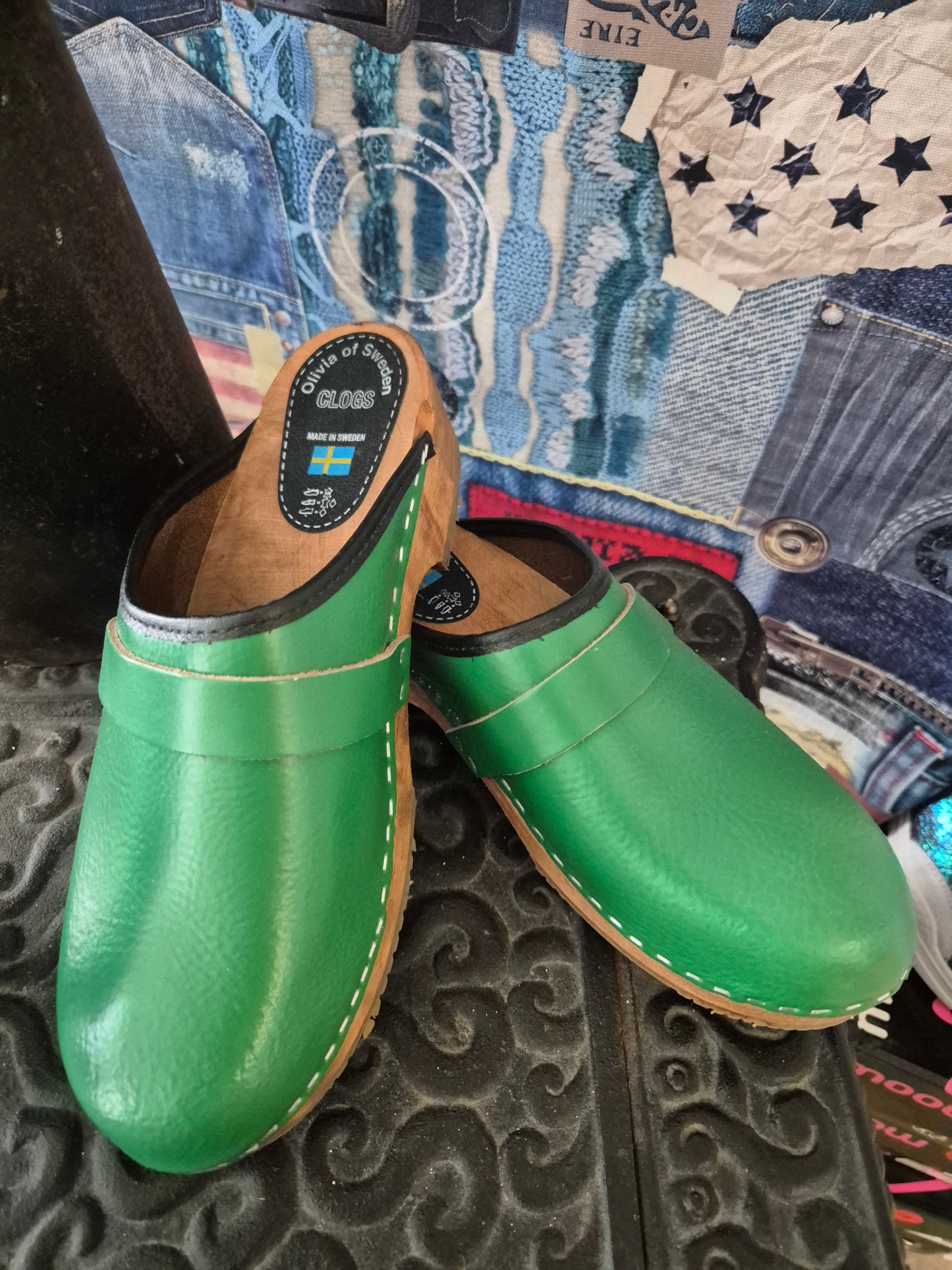 Holzclogs grün