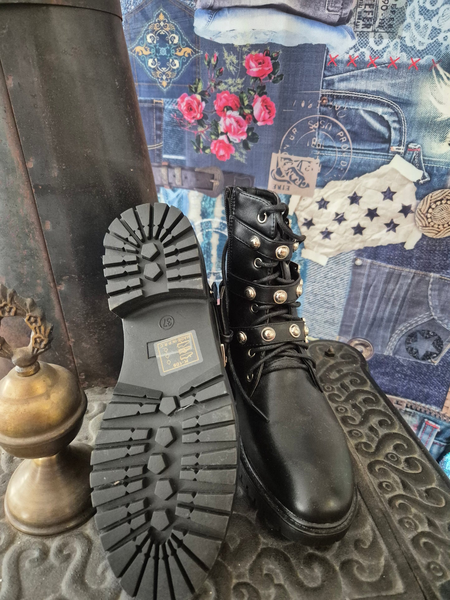 Stiefel Nieten Black