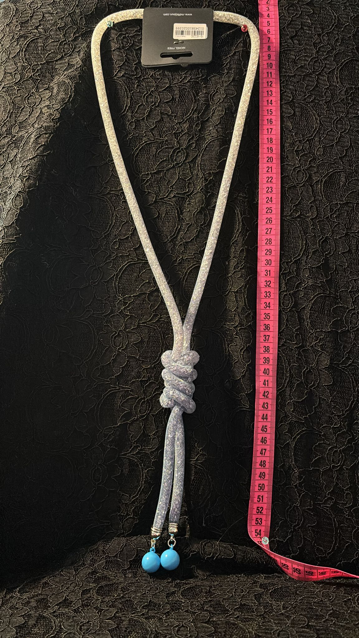 Kette Lurexband Perlen