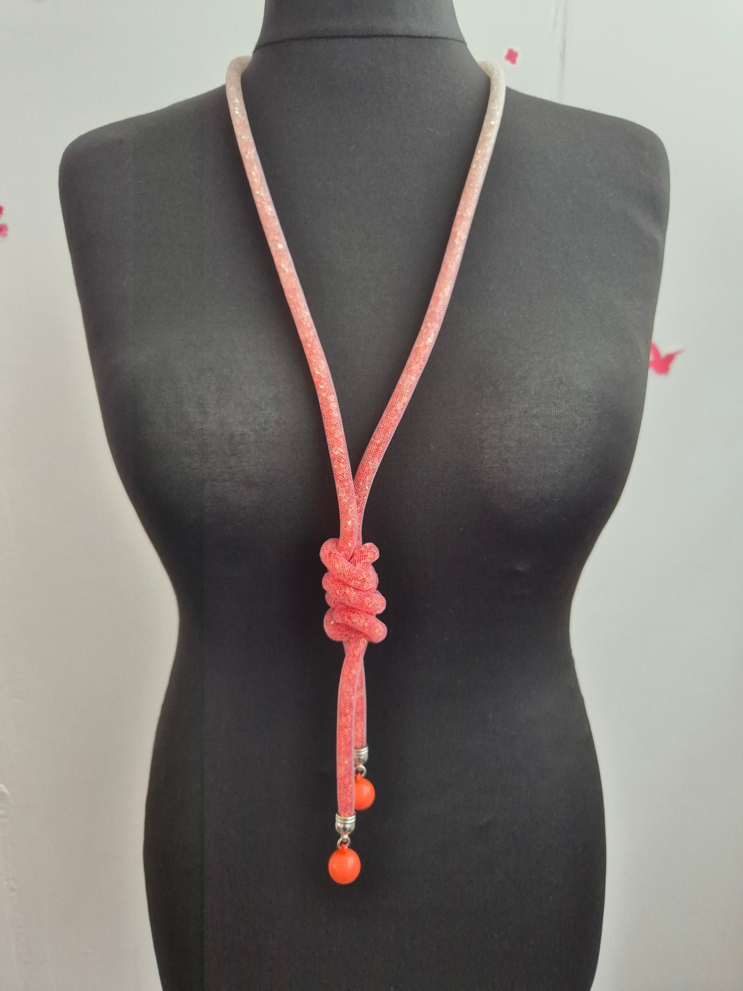 Kette Lurexband Perlen