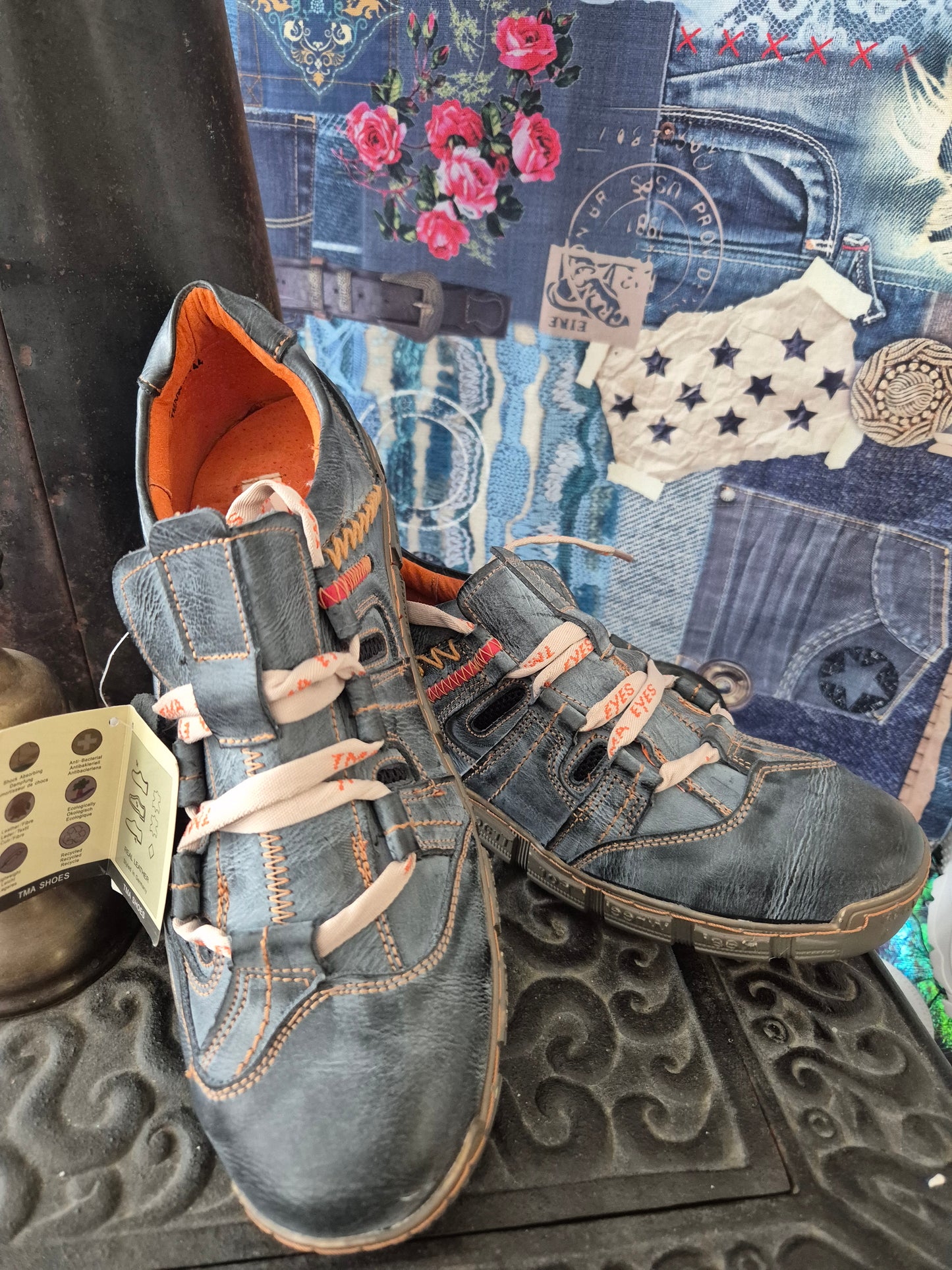 Schuhe Blau Muster